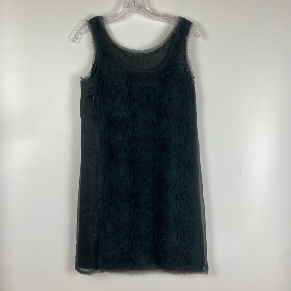 J Crew Gray Silk Organza Floral Cocktail Dress Shift Party Womens Size 0 - Picture 8 of 11
